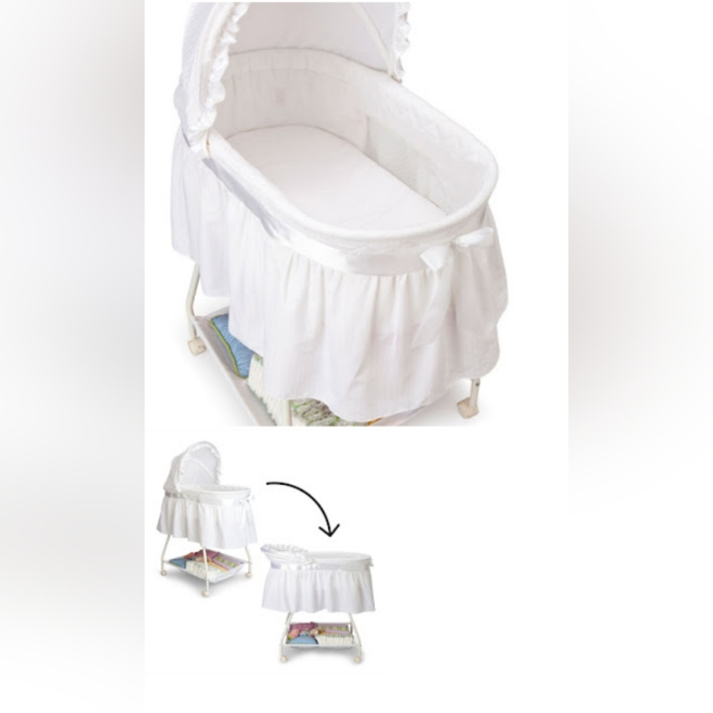 White Baby Bassinet with Canopy
